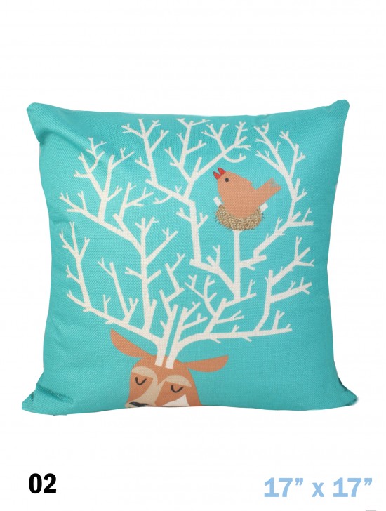 Deer Head Print Cushion & Filler (Duo-Sided)